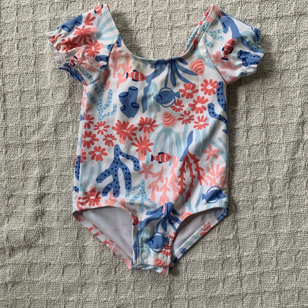 3/$20 bundle Baby Girl 6mo bathing suit with bow in back